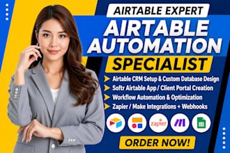 build airtable automation,softr airtable apps, CRM, database design, integration