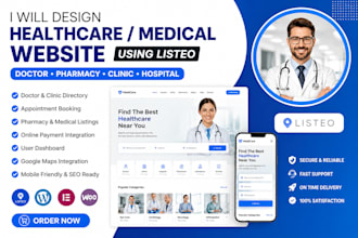 design directory website for doctor pharmacy and healthcare booking using listeo