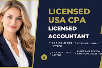 sign US cpa letter, comfort notary letter, financial statement, profit and loss