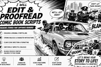 edit, proofread script for your comic book, webcomic, webtoon, manga, anime