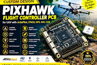 design pixhawk flight controller pcb for uav with ardupilot, stm32, gps, imu can