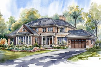 draw a watercolor house painting