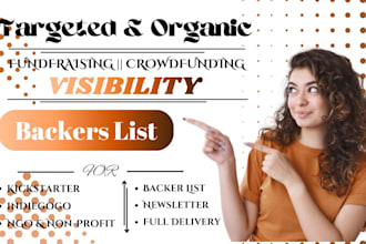 provide targeted crowdfunding backers list for kickstarter indiegogo non profit