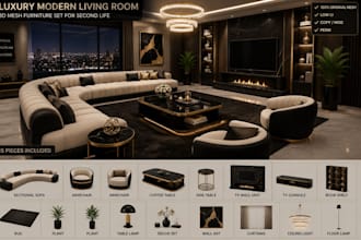build low li pem 3d mesh furniture set second life imvu vrchat sims gta fivem