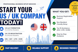 do US llc registration, USA business registration, ein, UK company registration