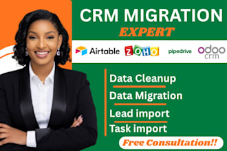 import and migrate data to zoho, salesforce, pipedrive, hubspot,