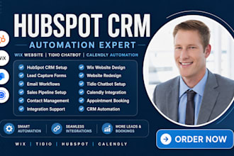 wix website, tidio chatbot, hubspot CRM and calendly automation system