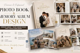design wedding photo book, travel photo ebook and family memory album