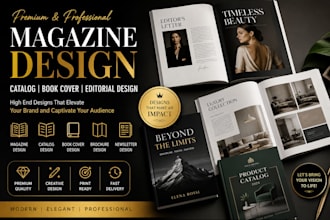 do a premium magazine design, catalog and book cover maker
