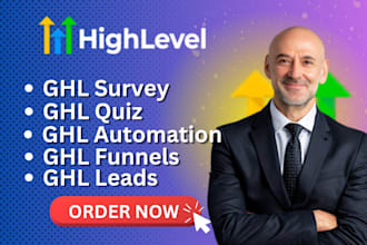 setup ghl survey, quiz, funnels, leads, automation
