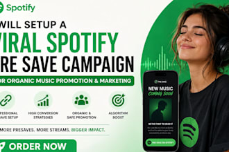 setup viral spotify pre save campaign for organic music promotion and marketing
