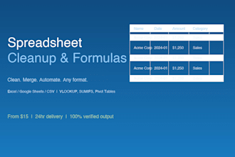clean, merge, and add formulas to your spreadsheet or CSV