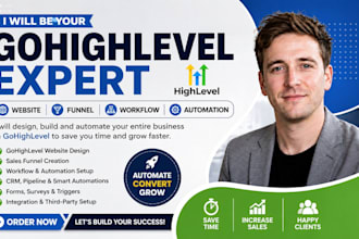 gohighlevel expert to setup highlevel website funnel workflow automation ghl
