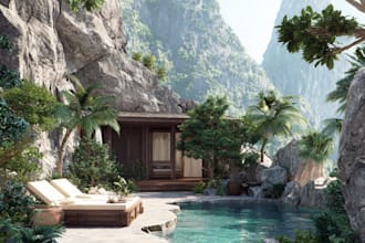 create photorealistic outdoor renders, landscape design