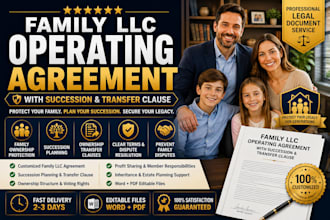 write a family  US llc operating agreement with succession and transfer clause