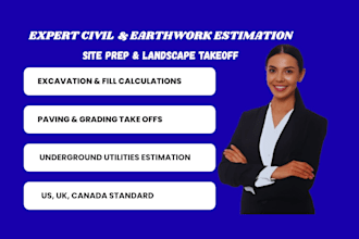 do civil engineering estimation, earthwork and landscape, grading takeoff