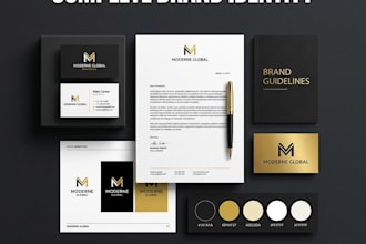 design a complete brand identity with logo and guidelines