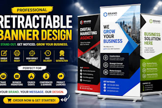 retractable banner roll up banner pull up banner signage design flyer in 24hrs