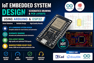 design iot embedded system, schematic drawing and pcb layout with arduino, esp32