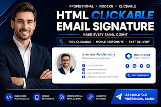 design clickable HTML email signature, outlook signature, custom signature