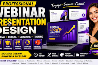 create webinar video, presentation slides webinar, course slides and video