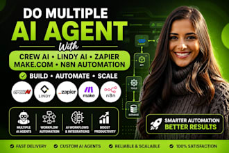 do multiple ai agent with crew ai lindy ai zapier makecom n8n automation