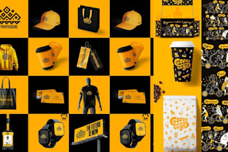 design restaurant branding, coffee packaging, takeaway packaging, cup box design