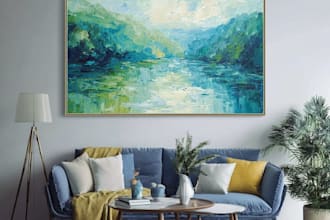 paint landscape in real oil painting on canvas