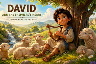 design christian children story book illustration and biblical book illustration