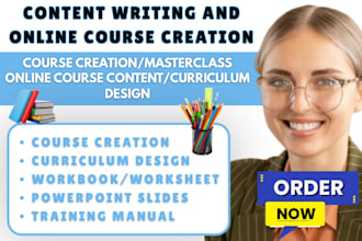 create masterclass online course content, curriculum, elearning course creation