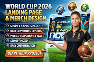 design world cup 2026 soccer football landing page for shopify and sports merch