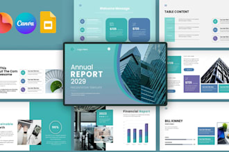 create executive boardroom business deck, annual report finance presentation