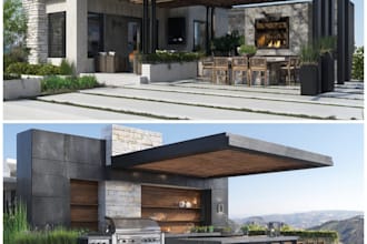 design backyard landscape, garden, pool, patio, pergola