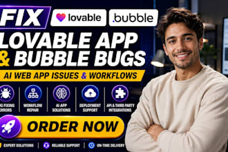 fix lovable app, bubble io bugs, ai web app issues and workflows aws bedrock