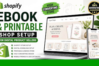 create a shopify ebook store and printable shop for digital product sellers