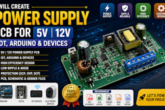 create power supply pcb for 5v 12v iot,arduino and devices
