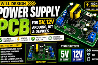 create power supply pcb for 5v 12v iot,arduino and devices