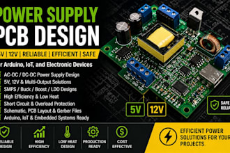 create power supply pcb for 5v 12v arduino, iot, and devices