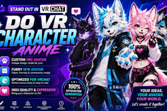 custom vrc avatar, vr character vrchat avatar 3d model commission furry nsfw art