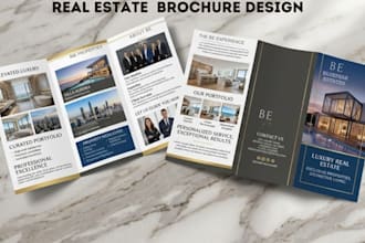 write and design a real estate brochure, flyer, booklet, bifold, trifold