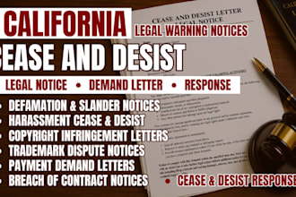 draft california cease and desist, legal notice, demand letter response