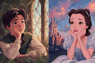 draw your cartoon portrait in disney style
