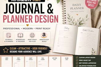 design journal planner workbook and amazon kdp low content book, journal design