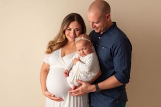 professionally retouch maternity, newborn and family portraits