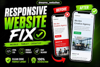 fix responsive websites issues in HTML CSS