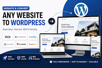 migrate wix, joomla, weebly, squarespace, convert lovable, base44 to wordpress