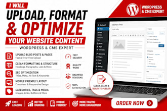 upload, format and optimize content on wordpress and cms