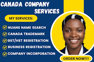 do canada company registration with bn, gst hst, msb and kyc, trademark filing
