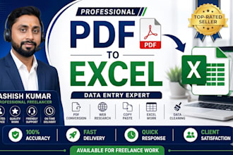 pdf to excel or web rasearch  data entry accurately