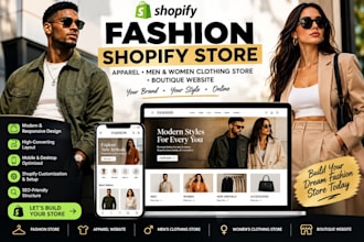 fashion shopify store, apparel, men and women clothing store, boutique website